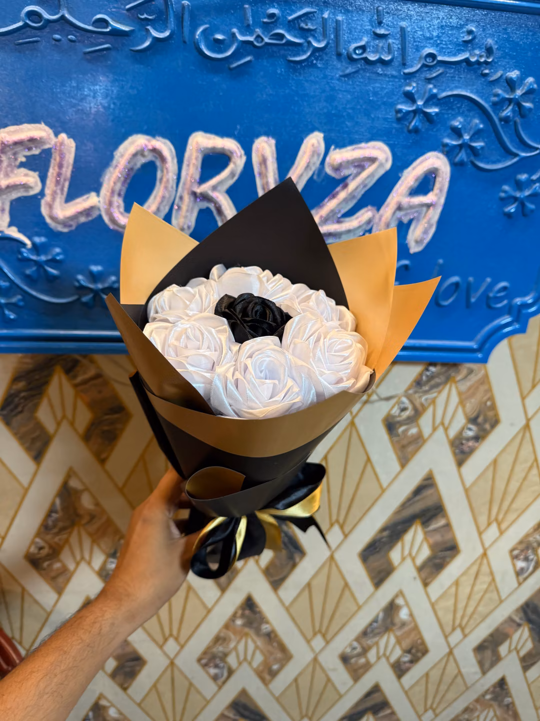 dramatic black & white bouquet | unique anniversary flowers dhaka — photo 2