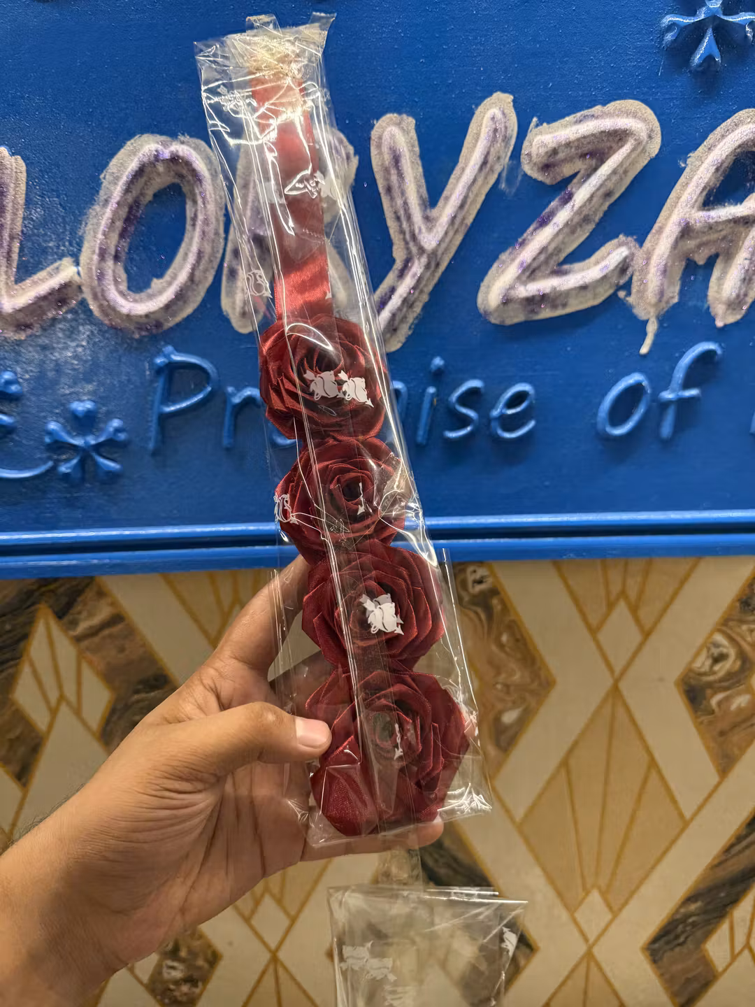 hand-tied red flower gift